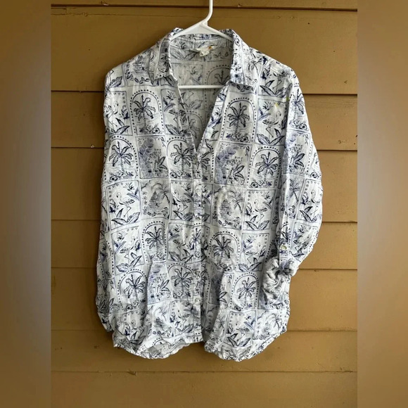 C&C California  Button Down Shirt - Size L - Beach, Summer, 100% Linen - Picture 1 of 4